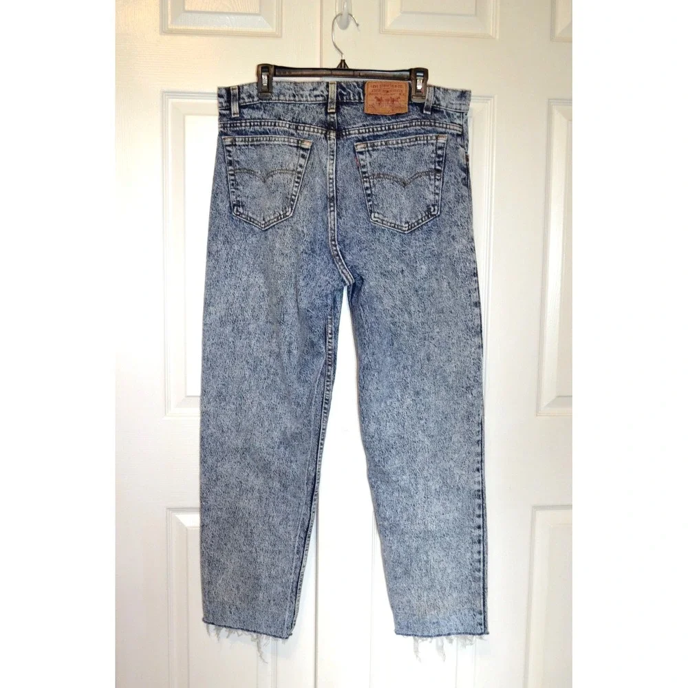 Vintage Levi's 550 1980'S Acid Wash Made In USA Mens 38x32 Cut Off to Inseam 27